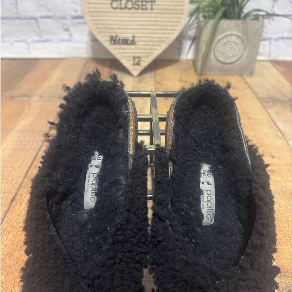 BIRKENSTOCK Papillio Daytona Shearling Slide Sandals Black 40 / 9 US - Picture 5 of 14
